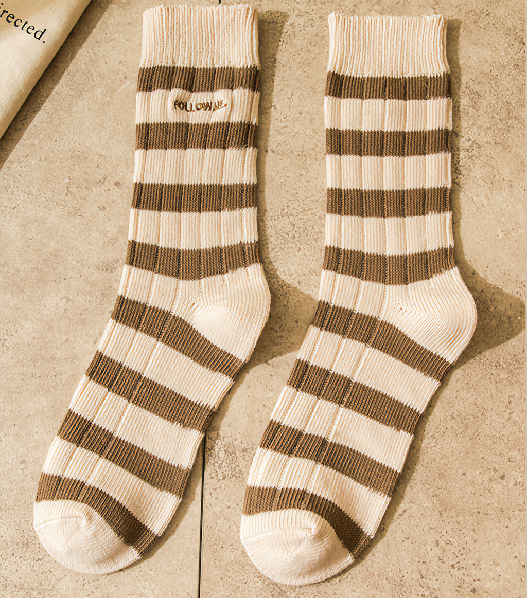 CLASSIC STRIPED SOCKS, BEIGE
