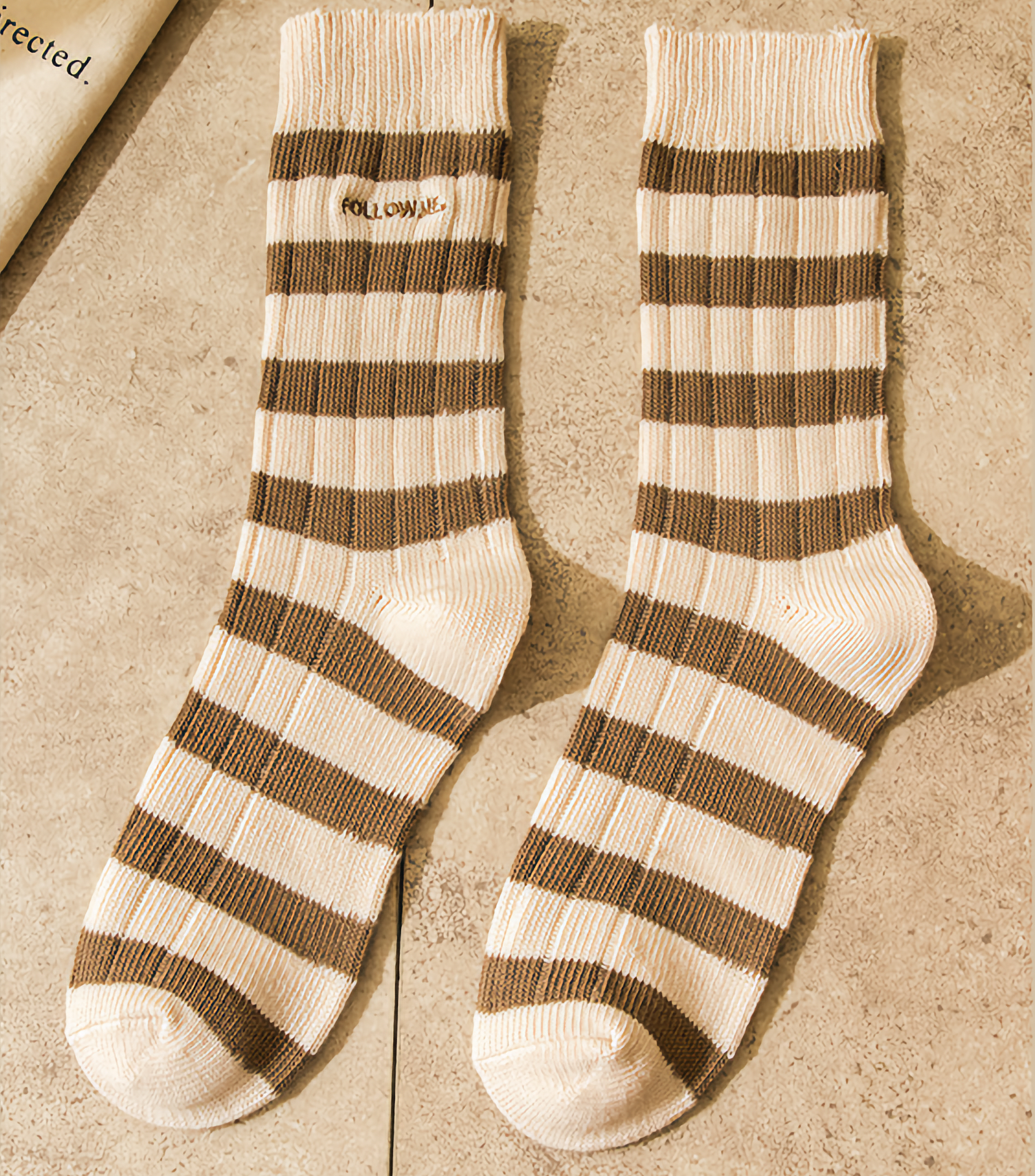 CLASSIC STRIPED SOCKS, BEIGE