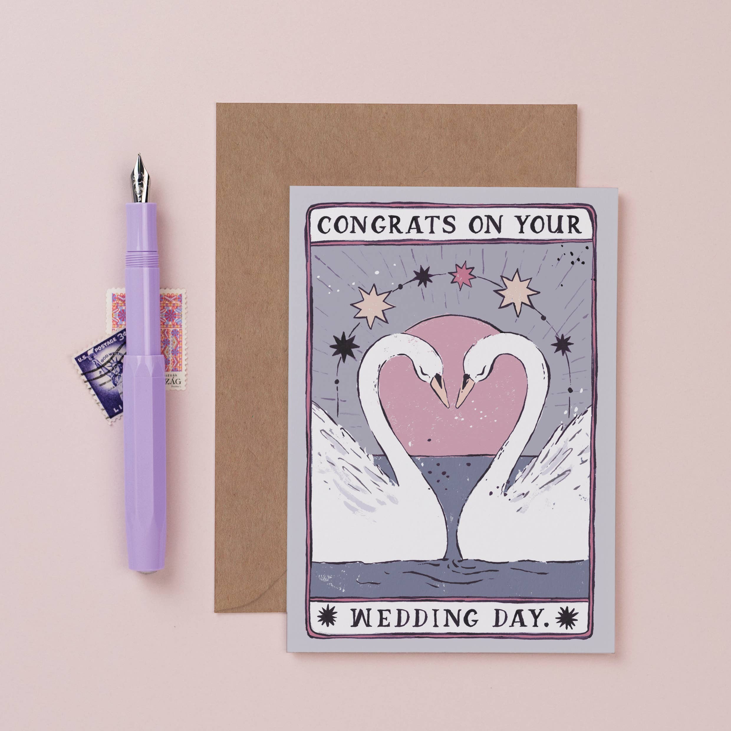 SWANS WEDDING CARD