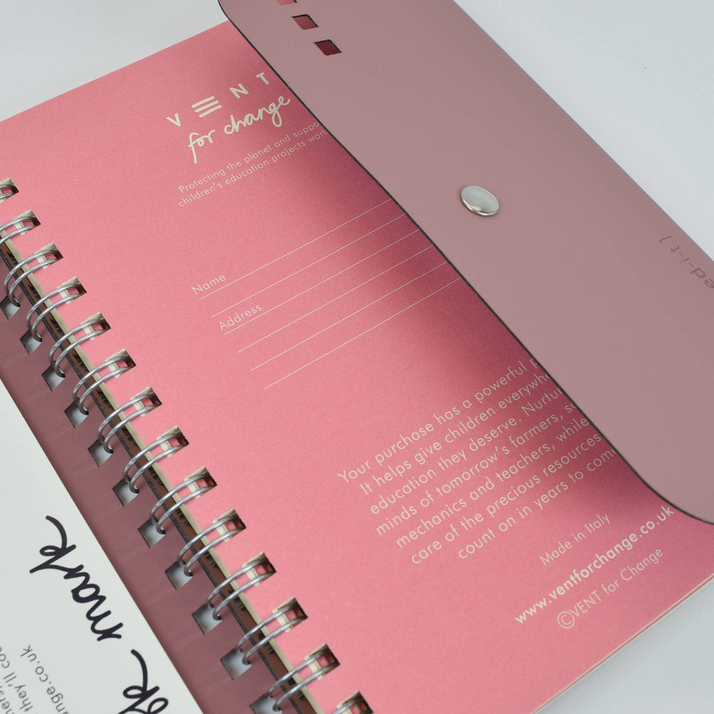 A5 recycled leather wire-bound folio - EDIT powder pink