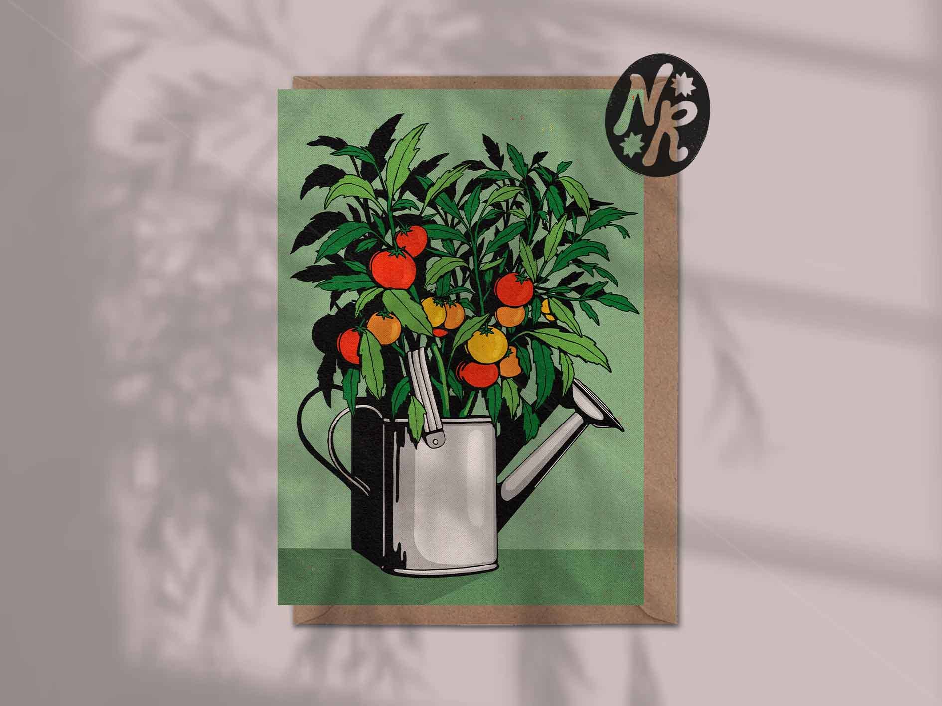 Tomatoes & Watering Can | A6 Blank Greetings Card