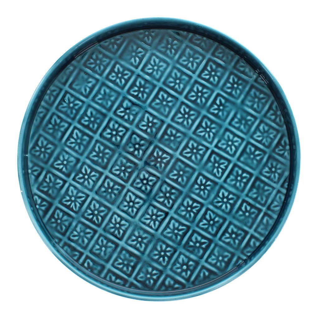 ROUND ENAMEL TRAY, BLUE