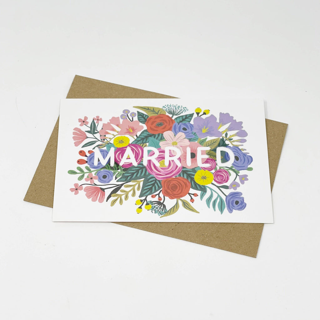MARRIED FLORAL WEDDING CARD