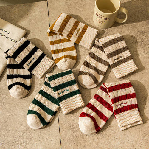 CLASSIC STRIPED SOCKS, BEIGE