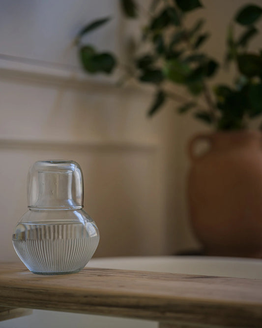 HANDBLOWN CARAFE & GLASS SET