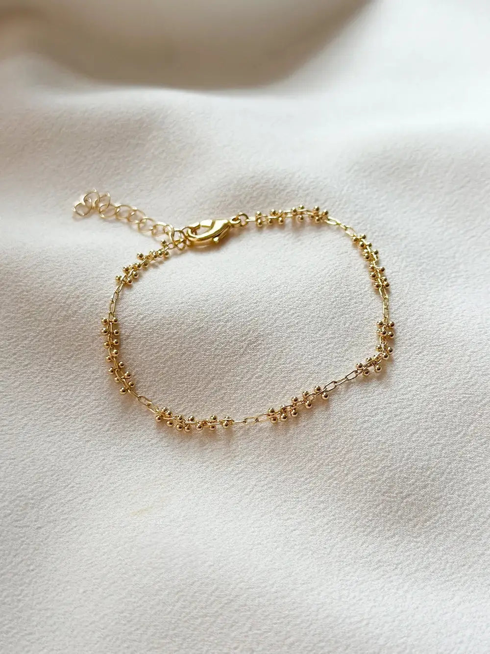 18k Gold Beaded Chain Bracelet