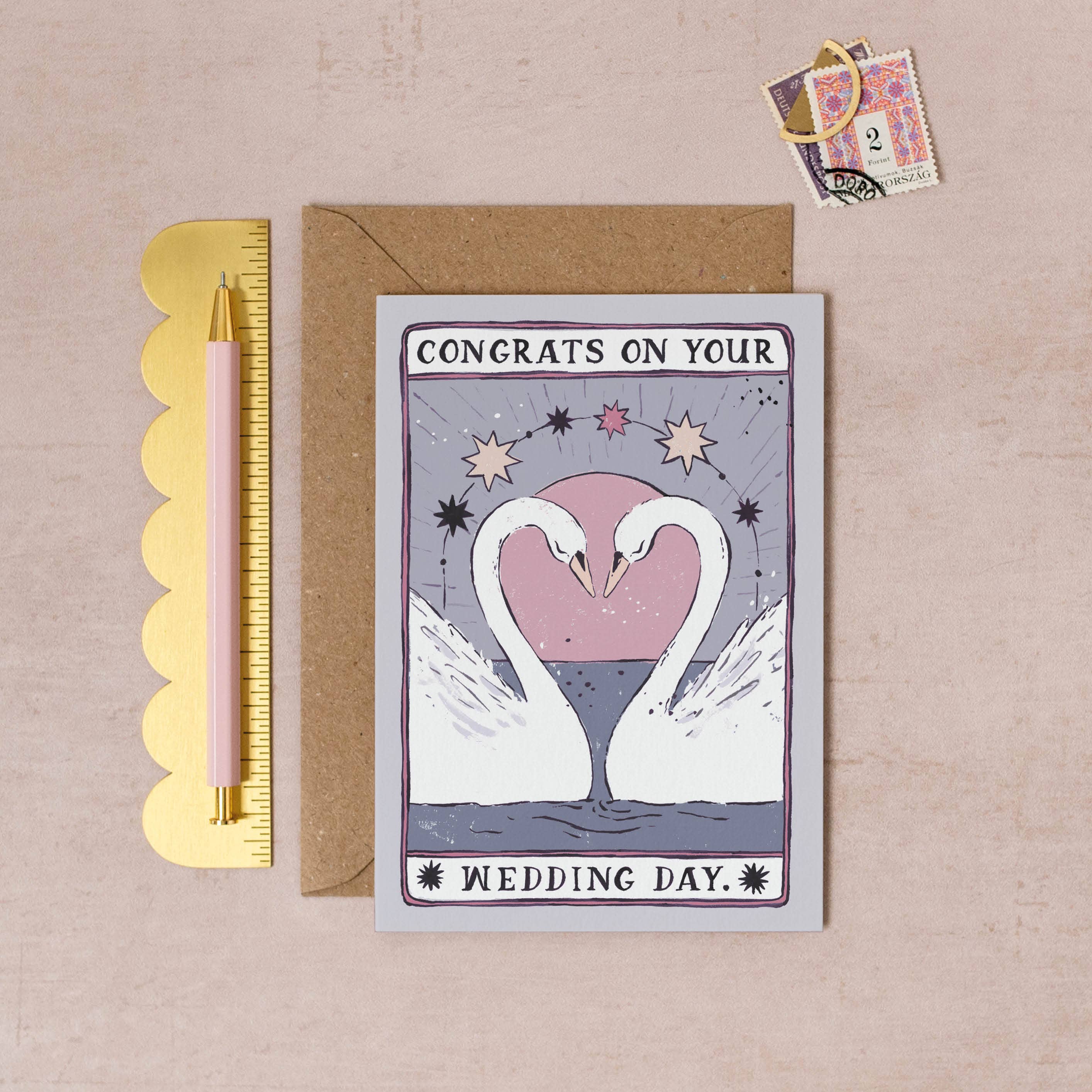 SWANS WEDDING CARD