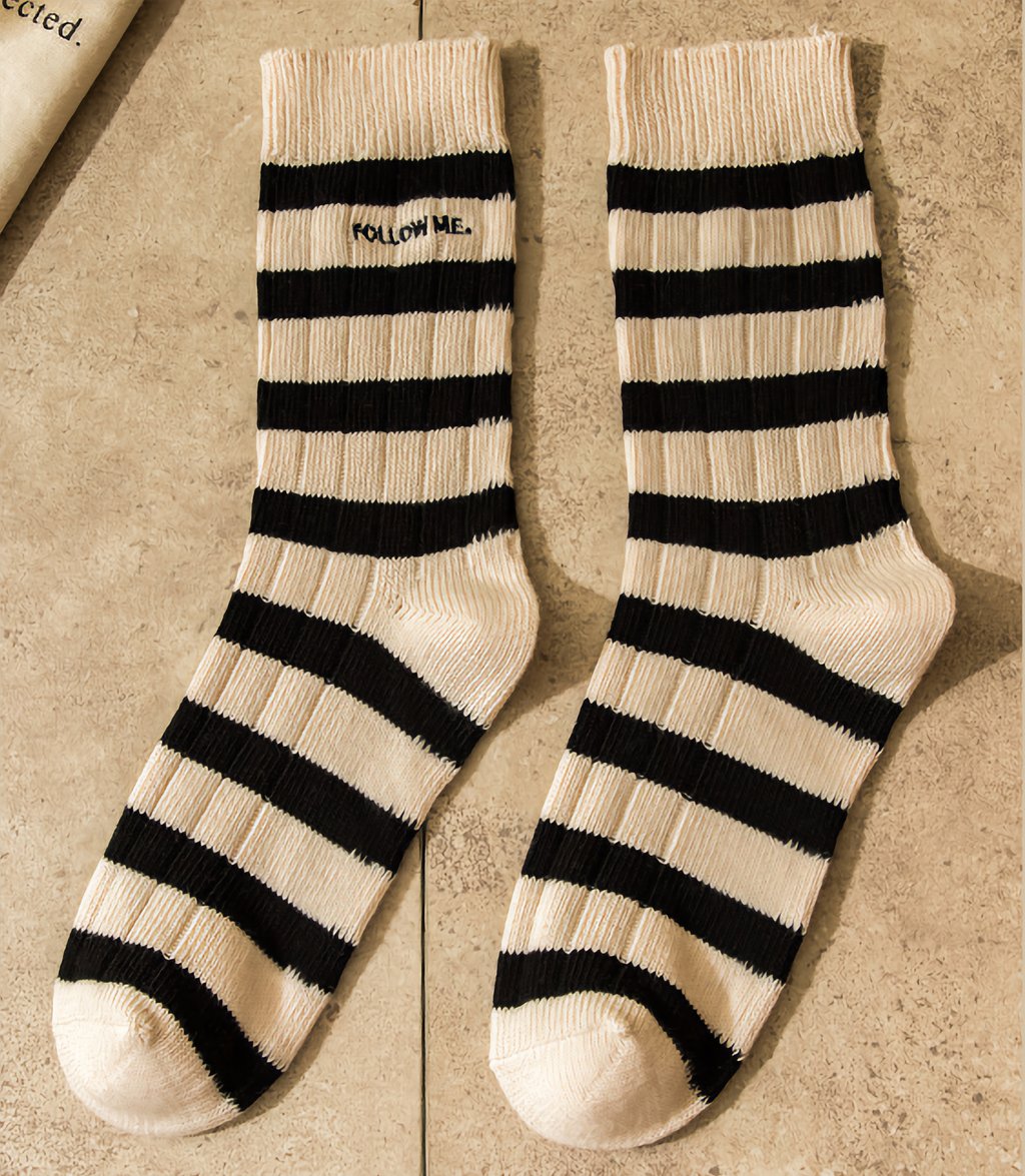 CLASSIC STRIPED SOCKS, BEIGE