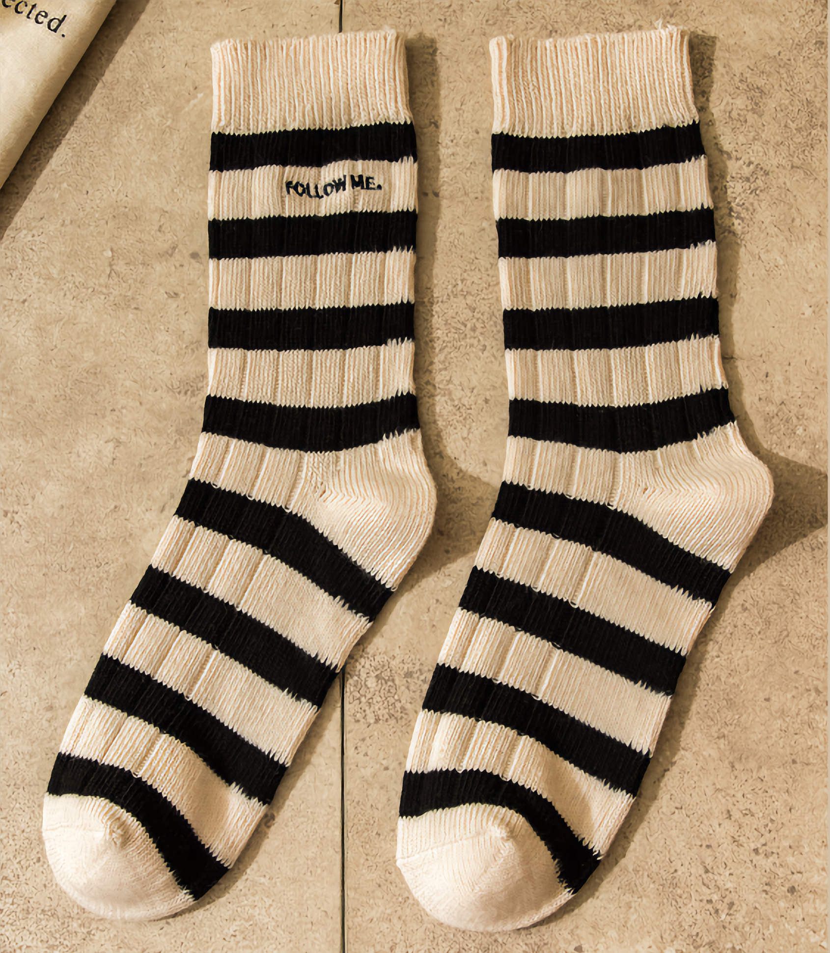 CLASSIC STRIPED SOCKS, BEIGE
