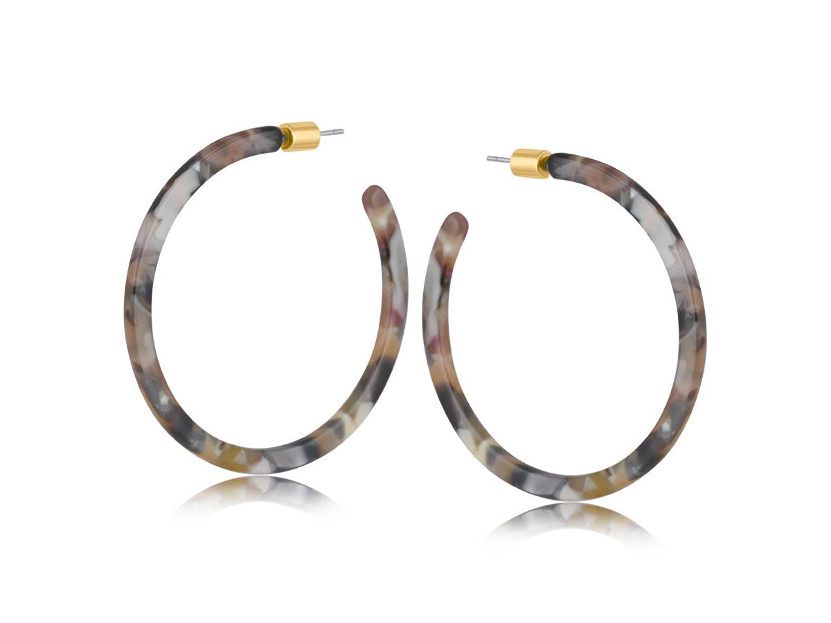 STATEMENT HOOP EARRING, BROWN/GREY