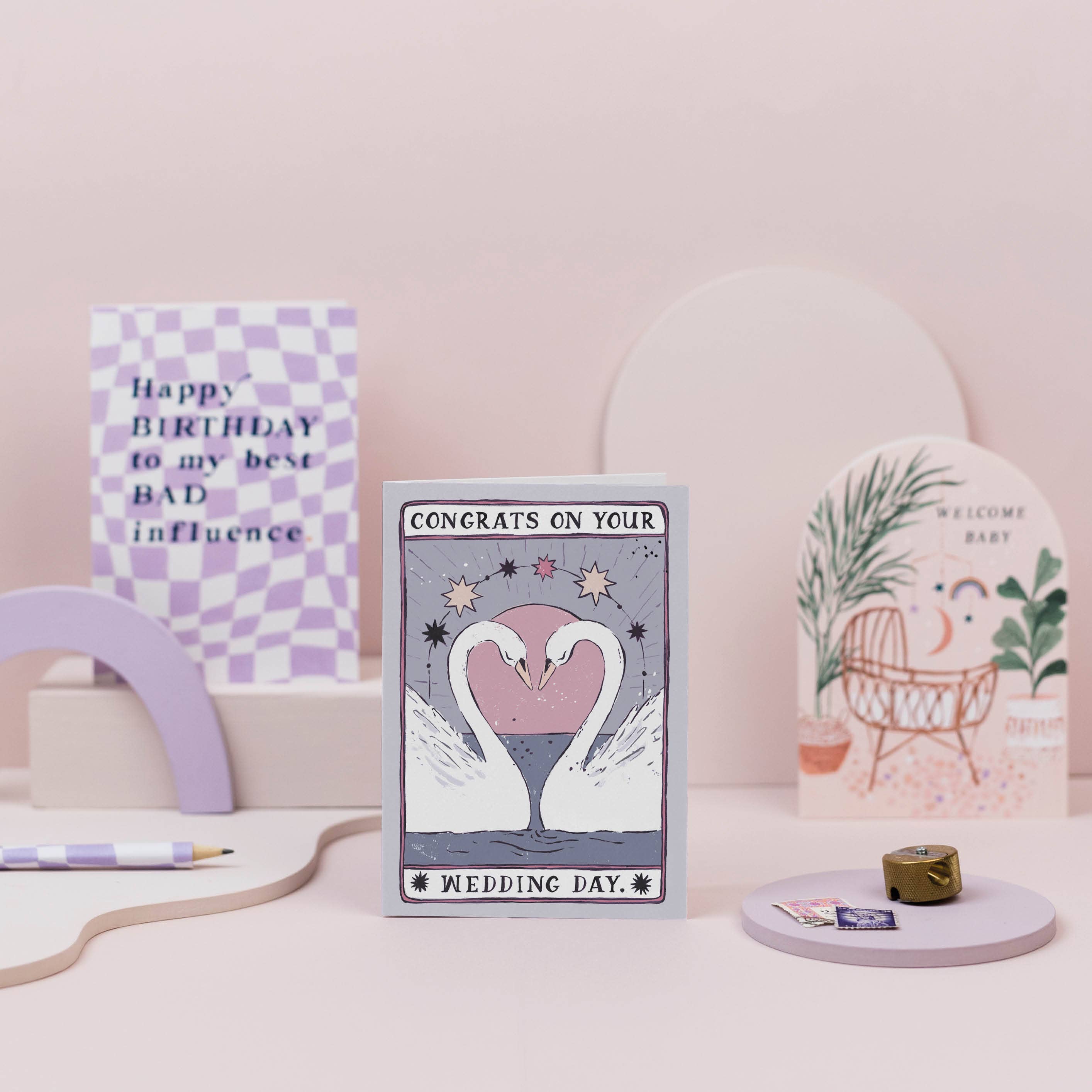 SWANS WEDDING CARD