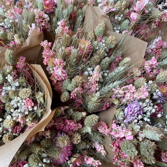 DRIED FLOWERS, PINK & GREEN