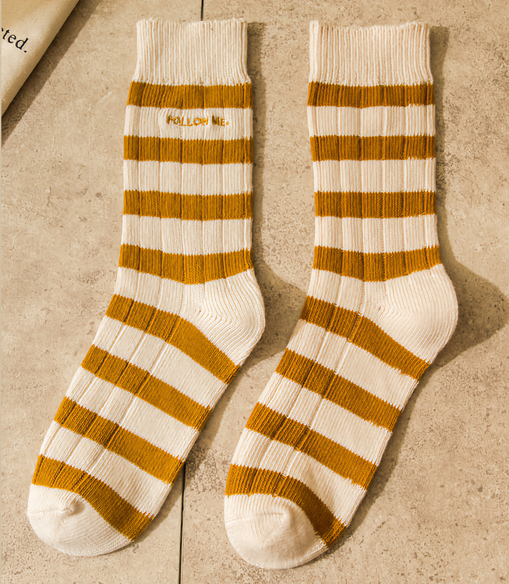 CLASSIC STRIPED SOCKS, BEIGE