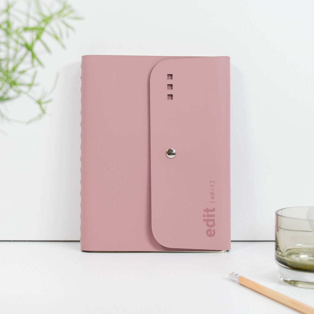 A5 recycled leather wire-bound folio - EDIT powder pink