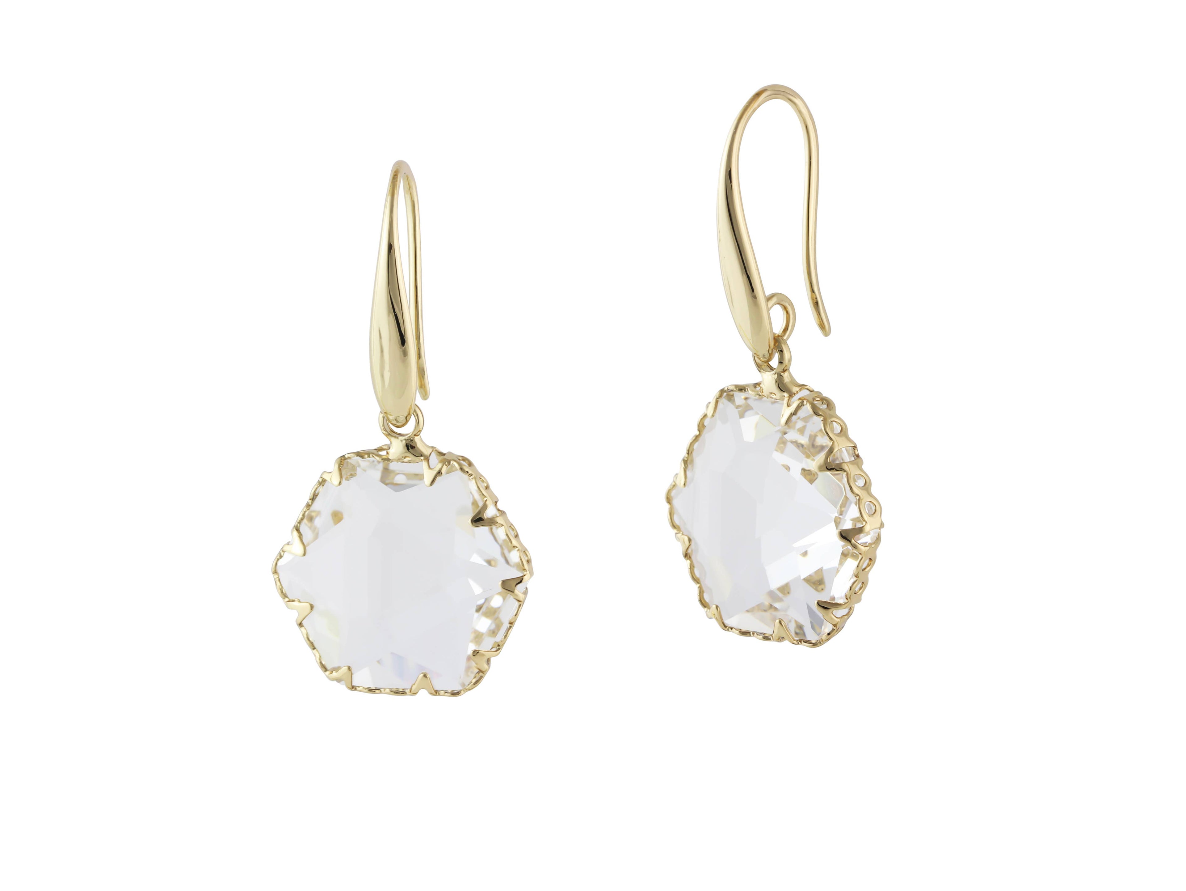 CAMILLA CYSTAL HEXAGON EARRING, Gold/Crystal