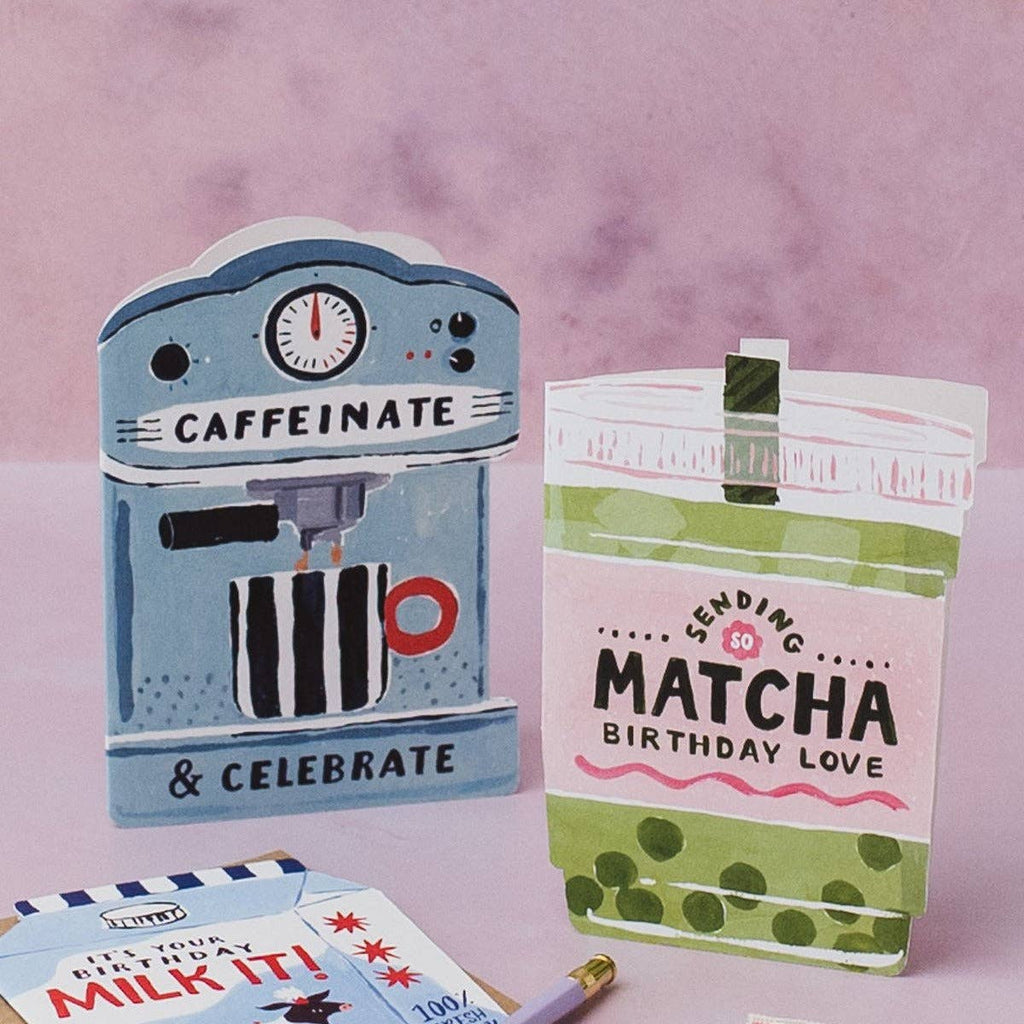 Caffeinate & Celebrate Coffee Machine Birthday Card