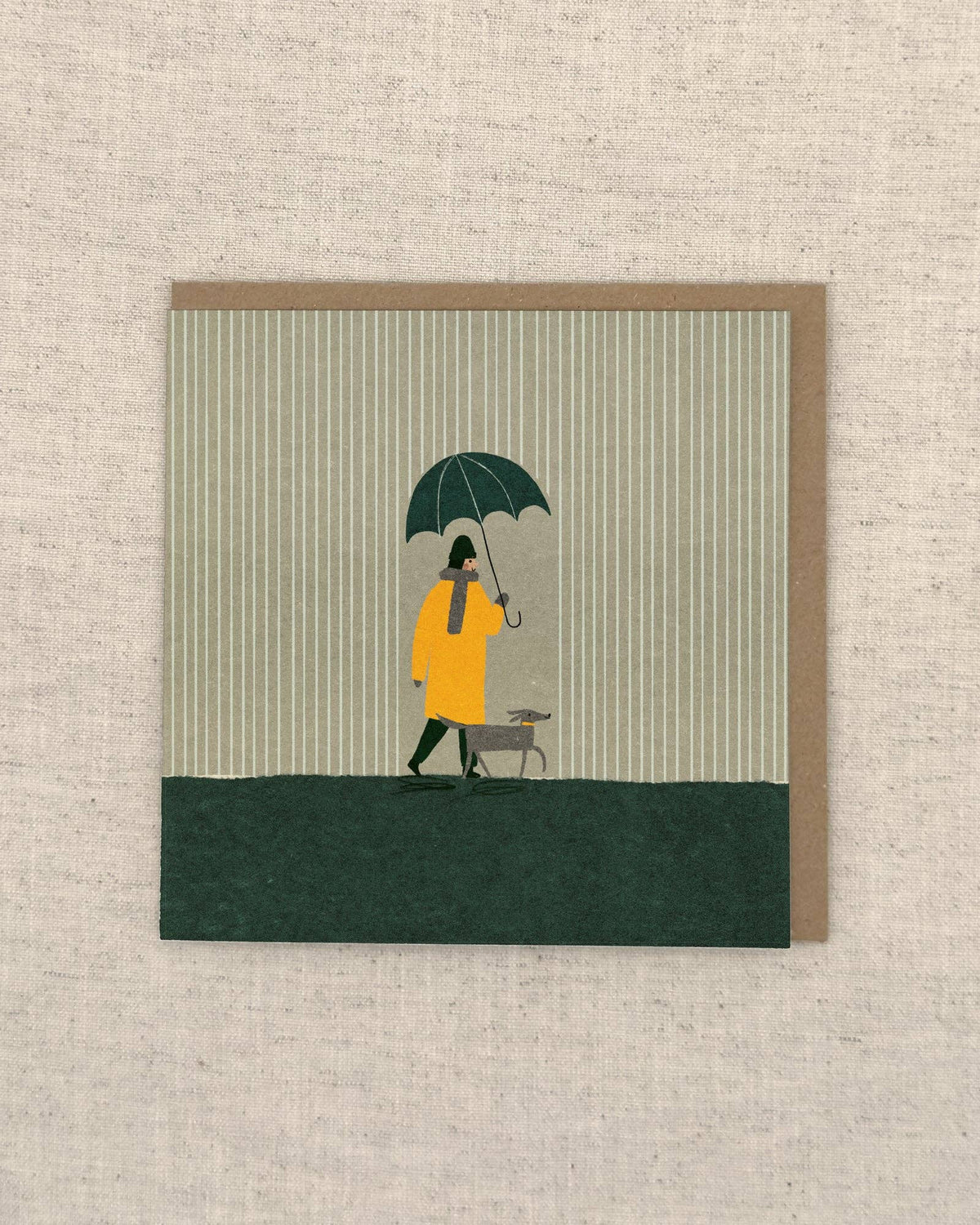 Walk in the Rain Greetings Card