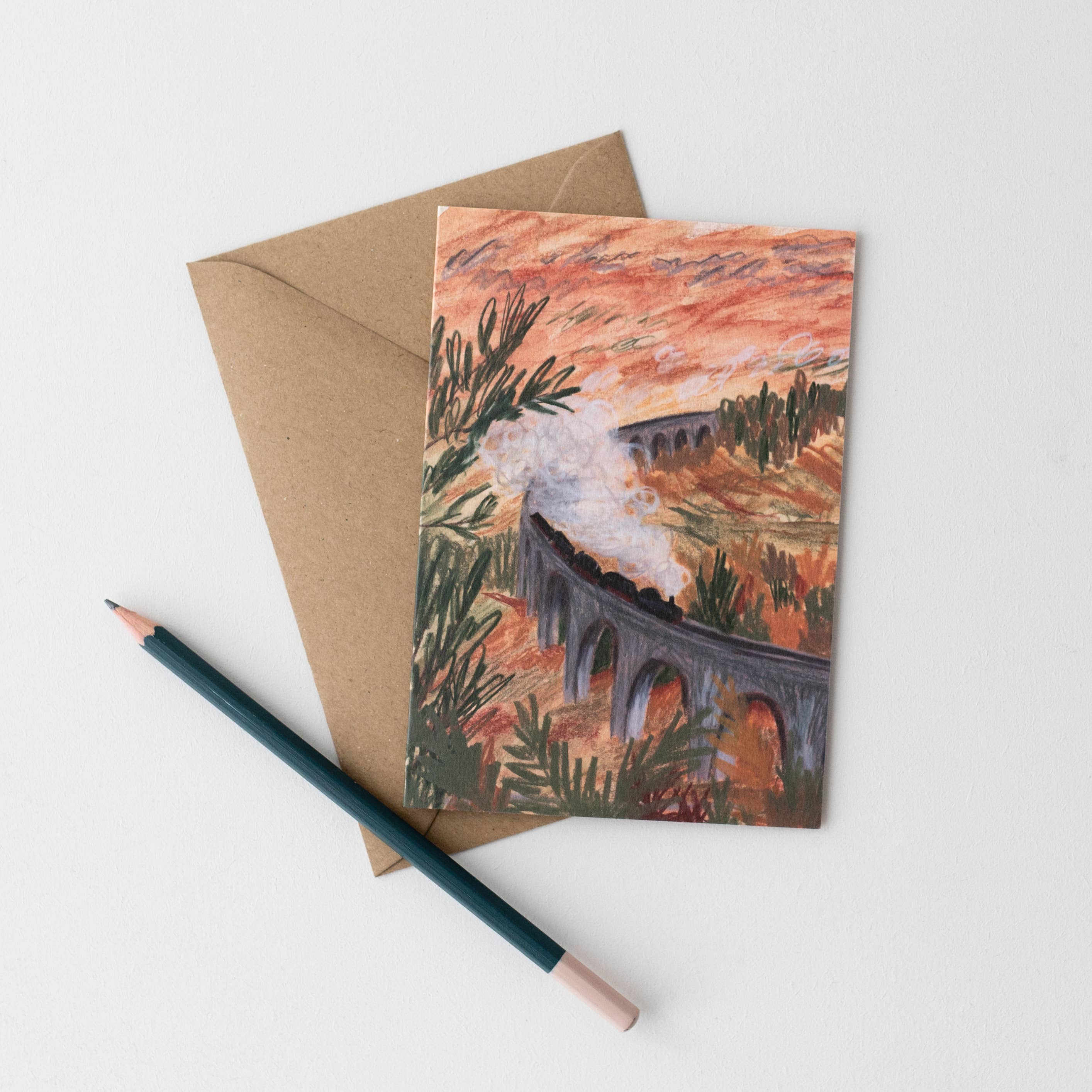 STEAM TRAIN ILLUSTRATION CARD
