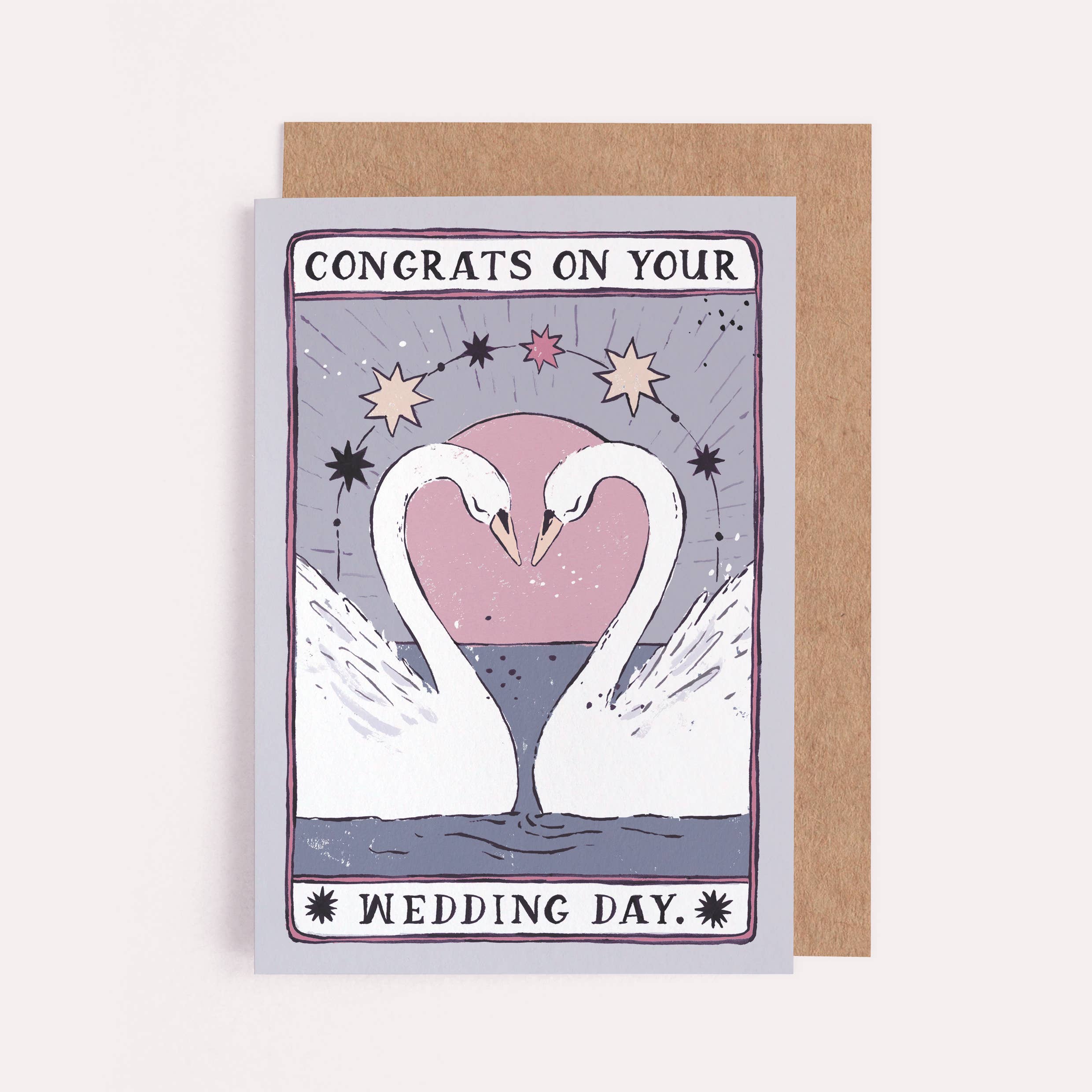 SWANS WEDDING CARD