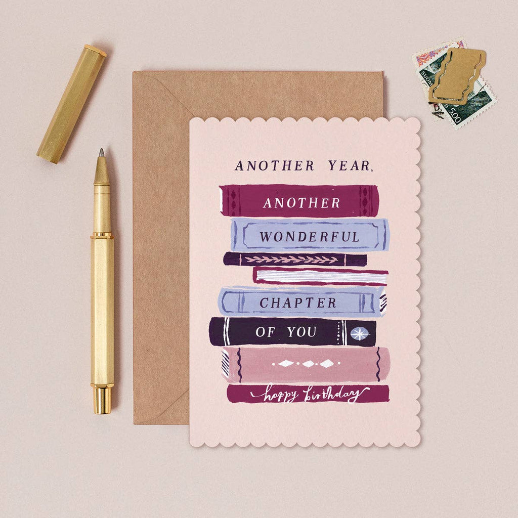 ANOTHER YEAR ANOTHER CHAPTER BOOK BIRTHDAY CARD