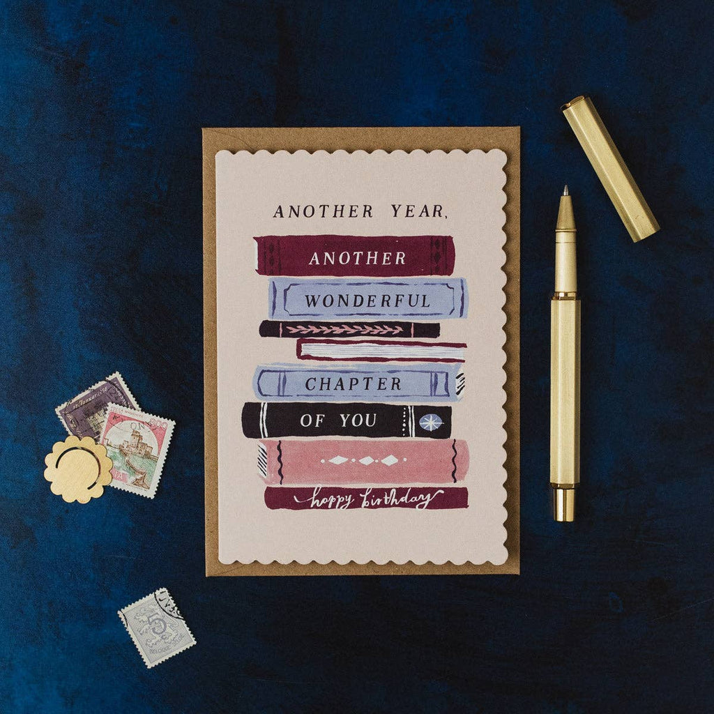 ANOTHER YEAR ANOTHER CHAPTER BOOK BIRTHDAY CARD