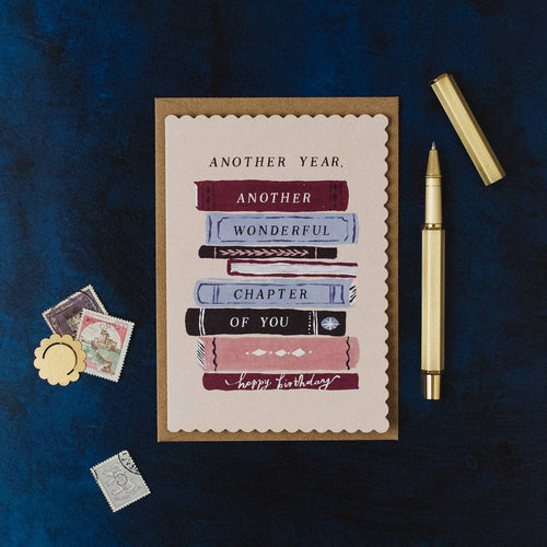 ANOTHER YEAR ANOTHER CHAPTER BOOK BIRTHDAY CARD