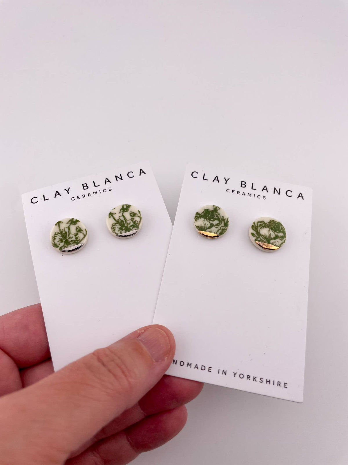 Vintage Green China Floral Stud Earrings