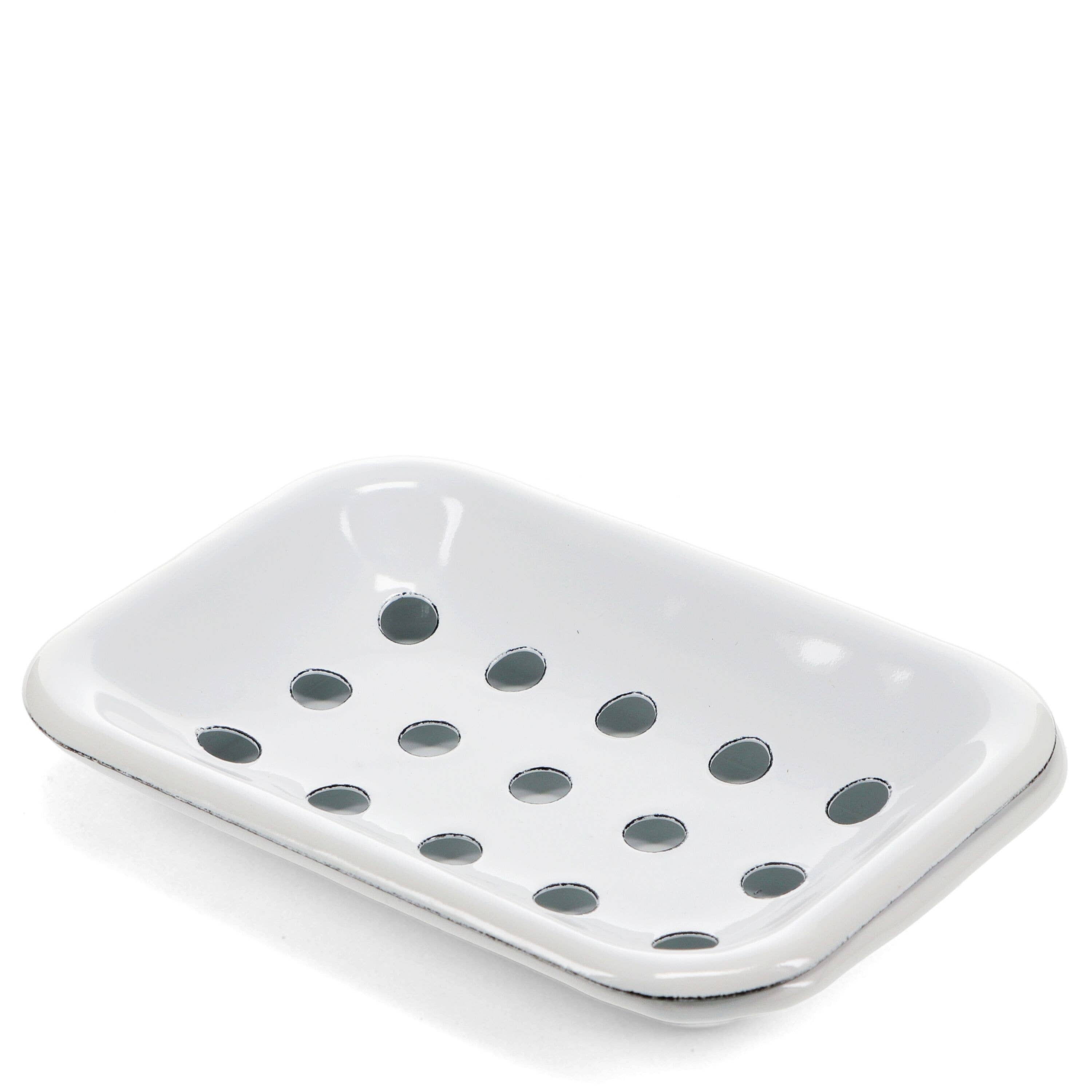 ENAMEL SOAP DISH, WHITE