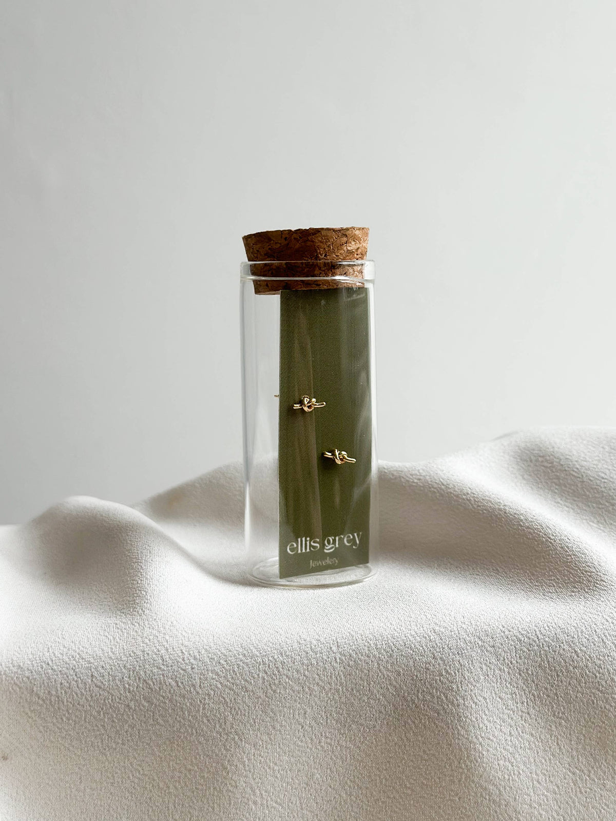 Gold Knot Stud Earrings | Glass Vial