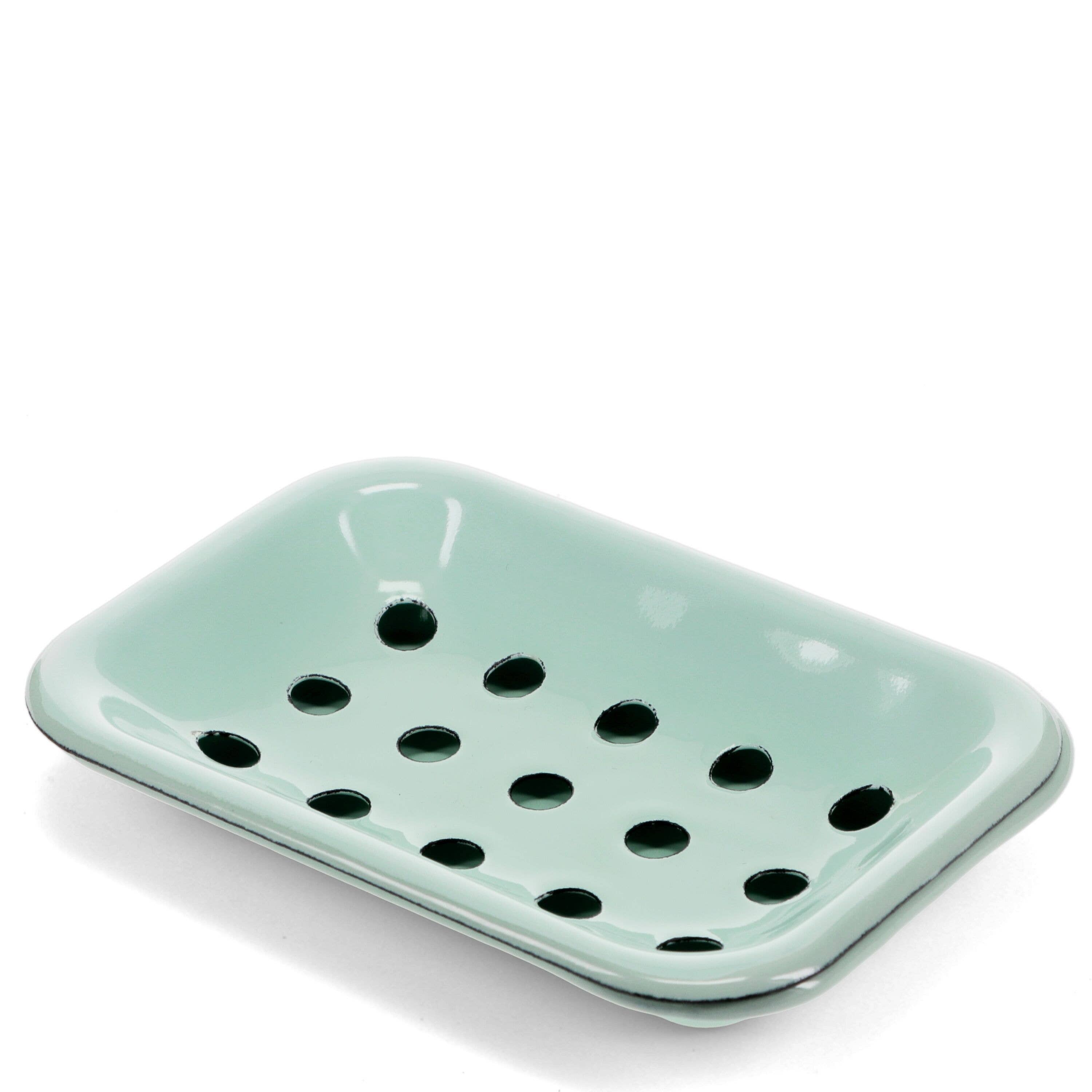 ENAMEL SOAP DISH, AQUA