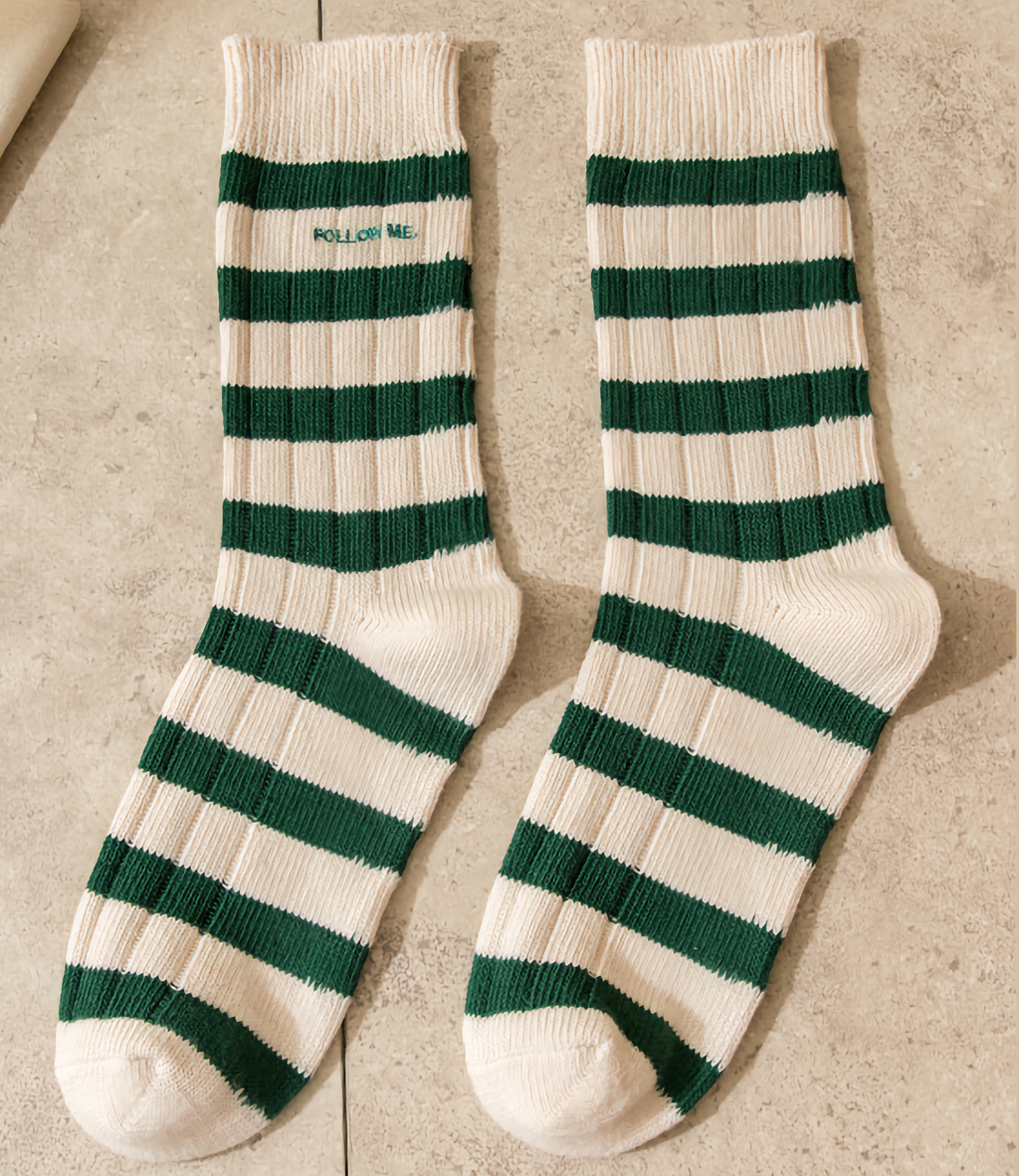 CLASSIC STRIPED SOCKS, BEIGE