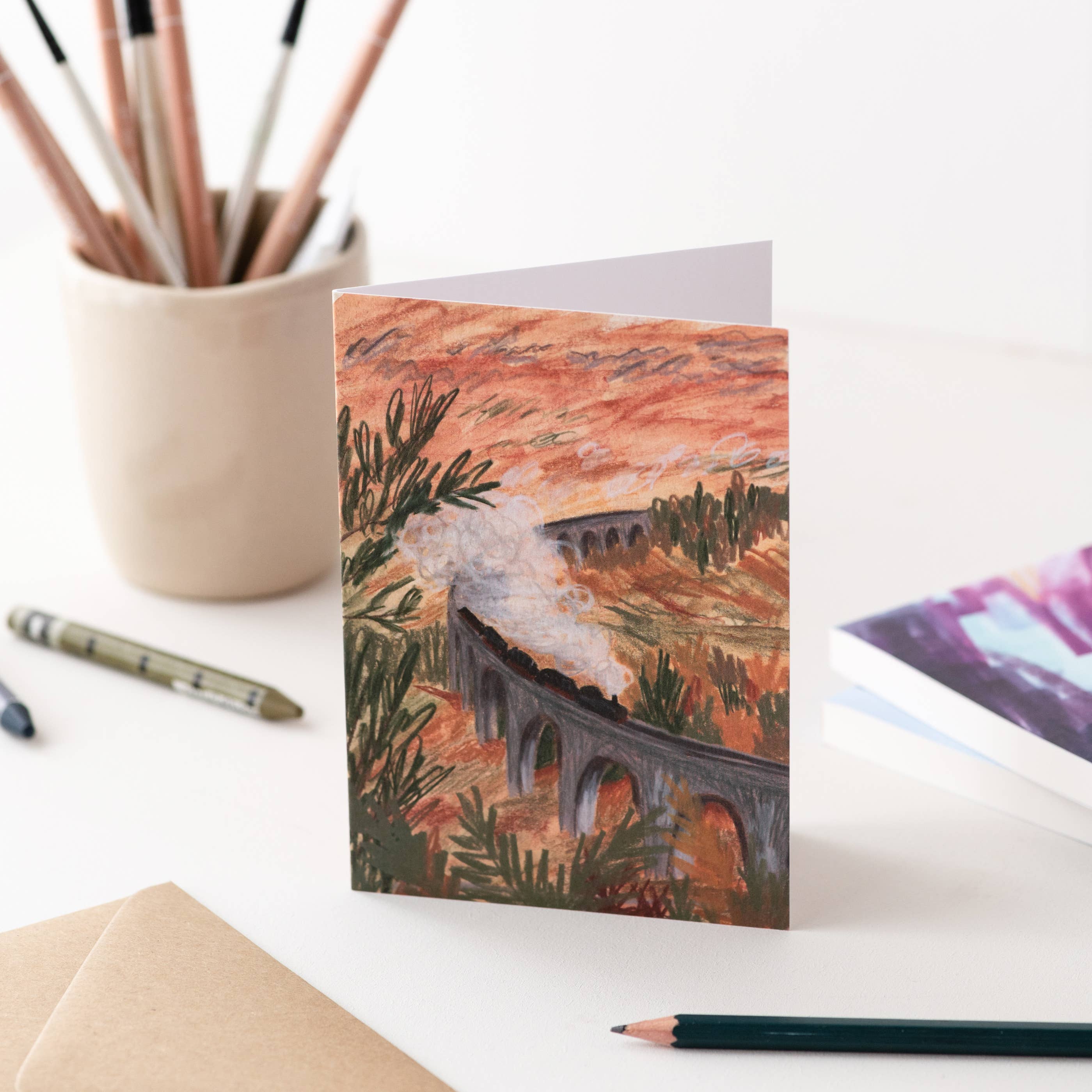 STEAM TRAIN ILLUSTRATION CARD