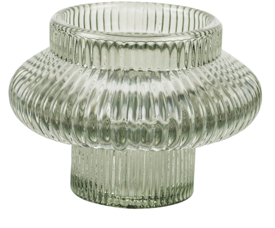 Glass Duo Candle Holder, Green