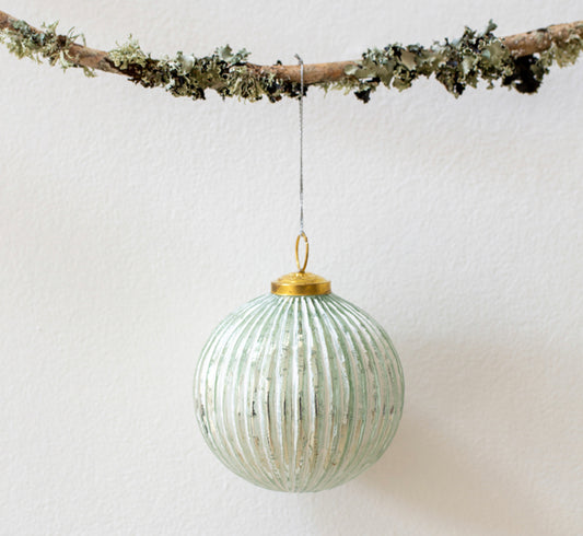 Ribbed Bauble Decoration, Antique White