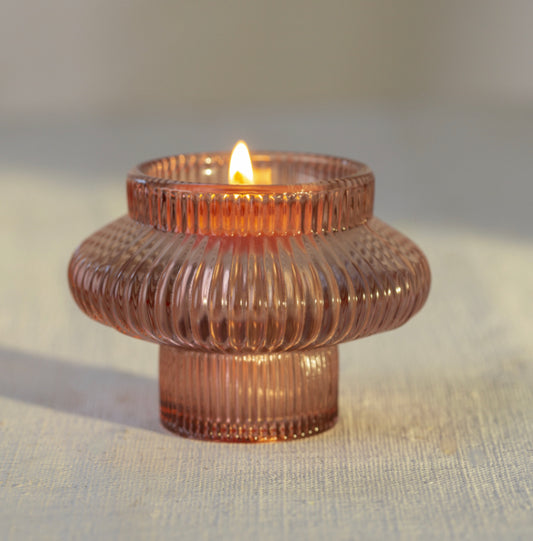 Glass Duo Candle Holder, Rose