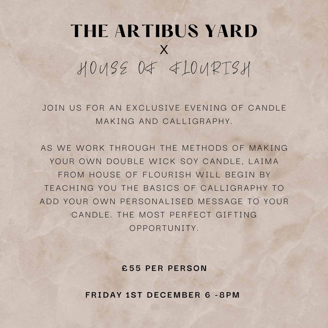 Candle Making & Calligraphy Workshop, Friday 1st December 6-8pm
