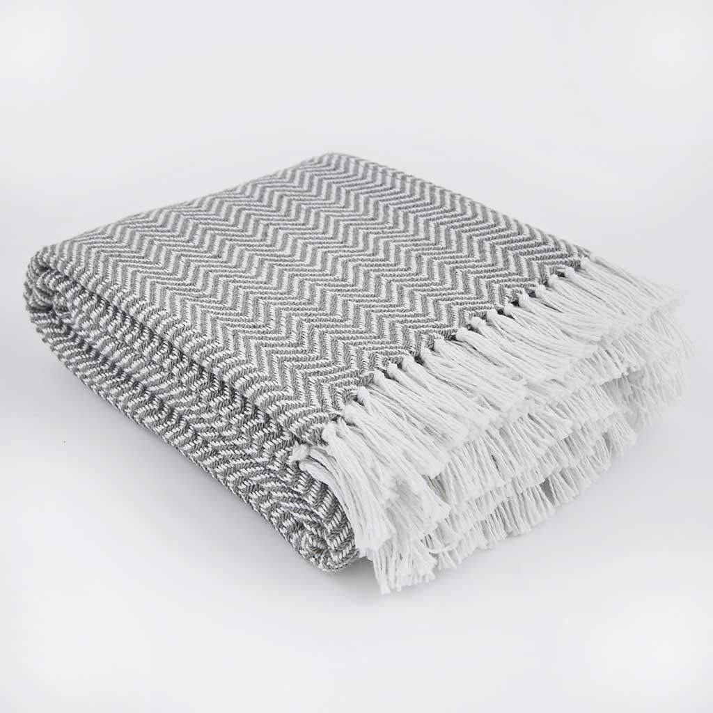 HERRINGBONE SLATE GREY BLANKET