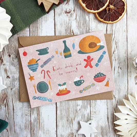 Eat Drink & Be Merry Christmas Card