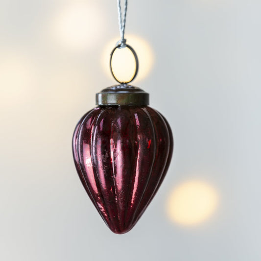 Ribbed Gourd Bauble, Dark Red