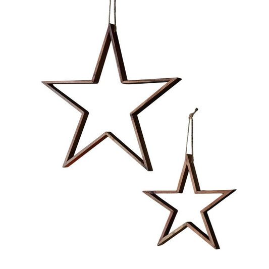 Set of 2 Wooden Stars