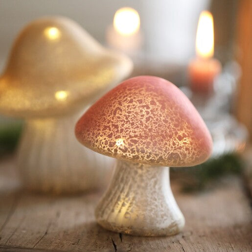 Light up Glass Mushroom, Pink