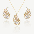 CRYSTAL FEATHER SET, GOLD