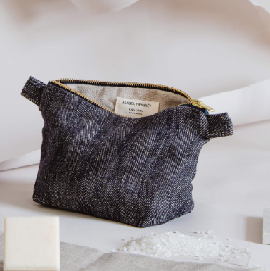 Linen Wash Bag, Herringbone