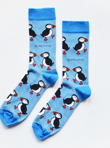 Save the Puffins Bamboo Socks, Adult size UK 4-7