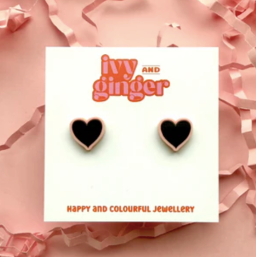 BLACK HEART EARRINGS
