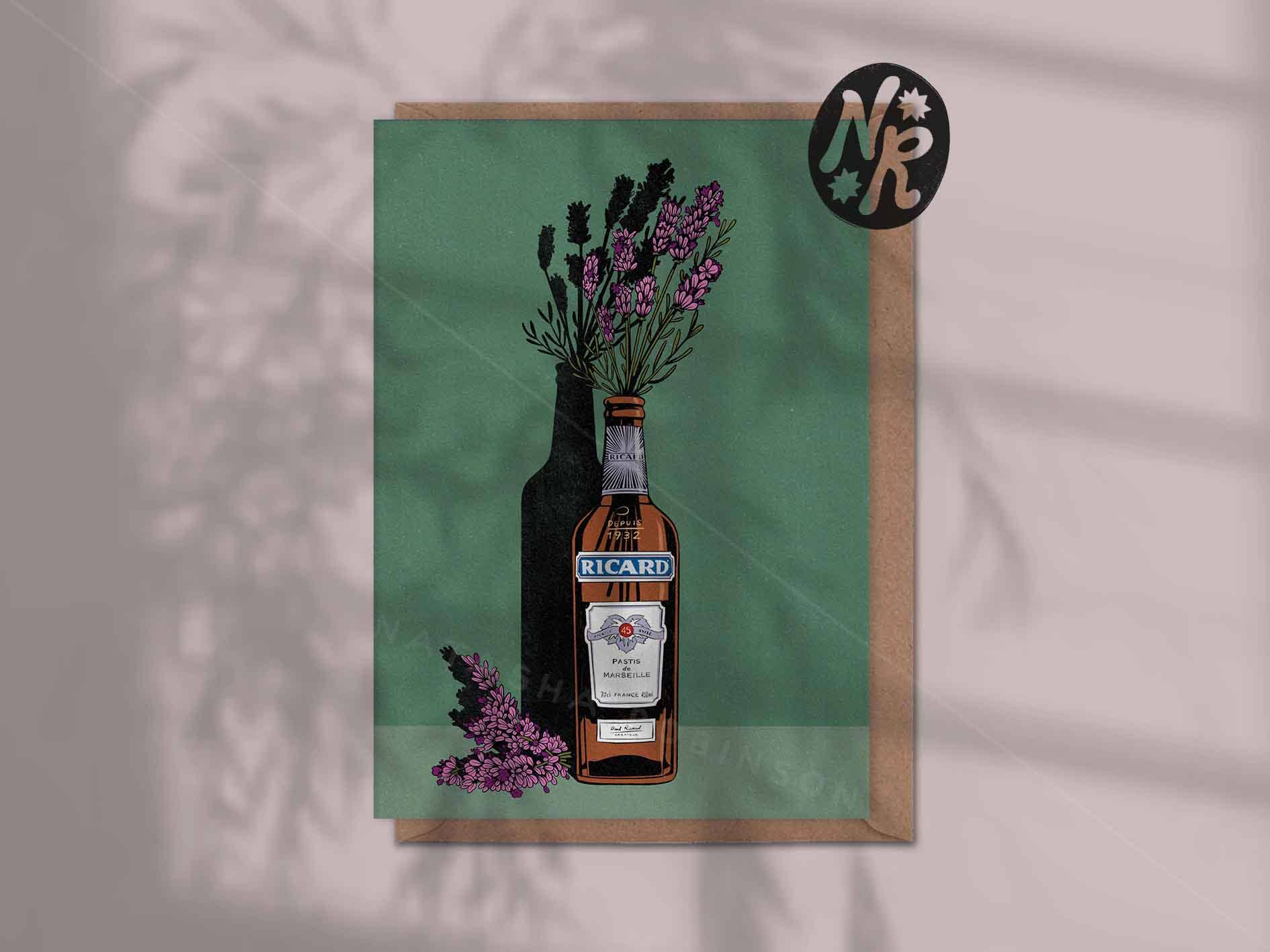 Lavender and Pastis A6 Blank France French Greetings Card