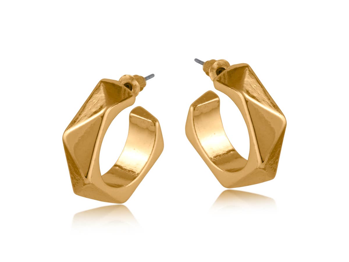 TRIANGLE HOOP EARRINGS, GOLD