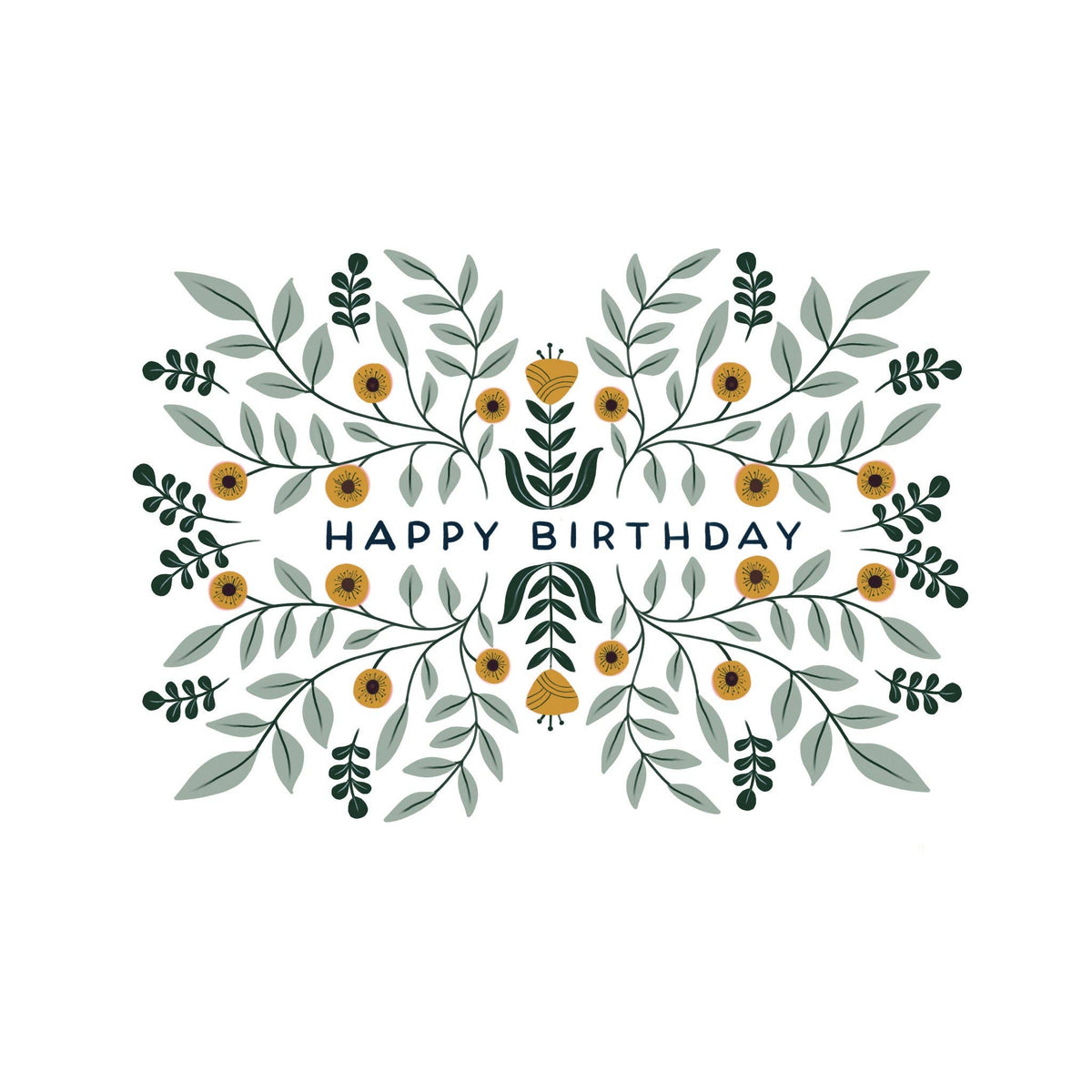 Floral Happy Birthday Greetings Card