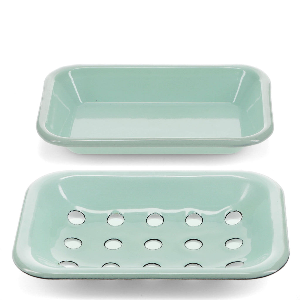 ENAMEL SOAP DISH, AQUA