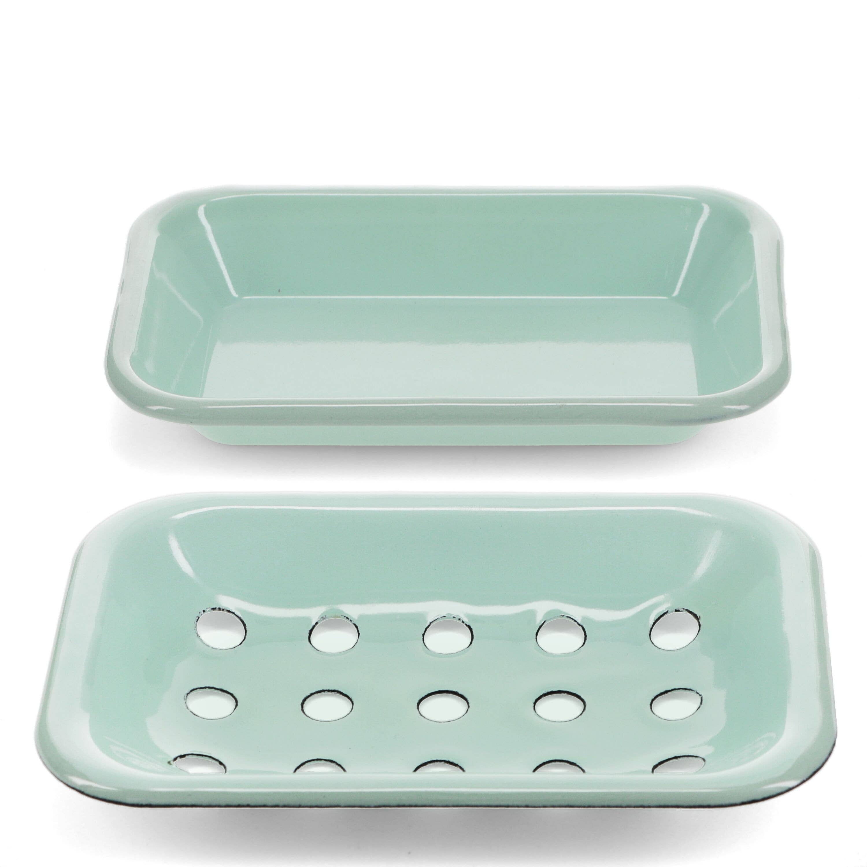 ENAMEL SOAP DISH, AQUA